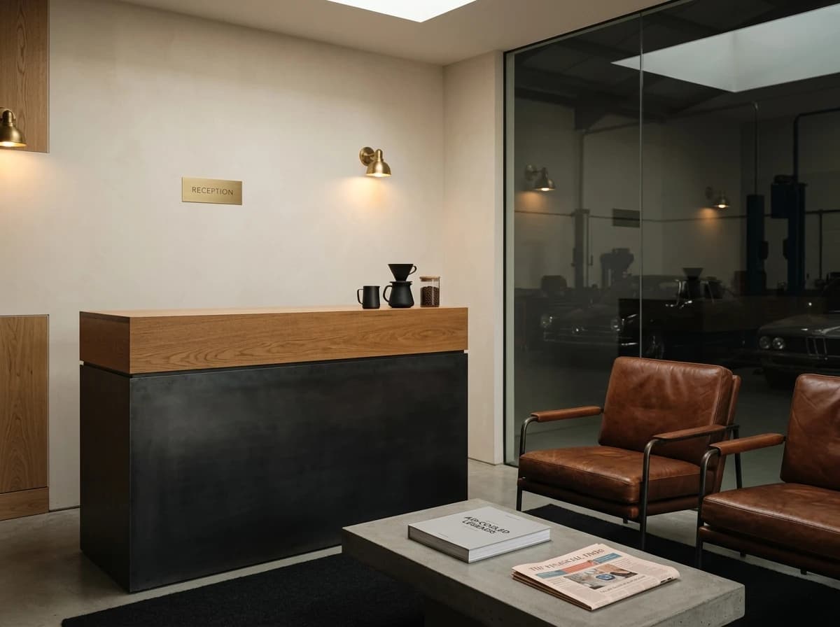 Espace de réception et de courtoisie de l'atelier